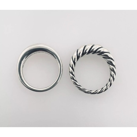 David Yurman Pure Form Wedding Band Set .925 SS  Ring Size 9 Unisex - Picture 3 of 5